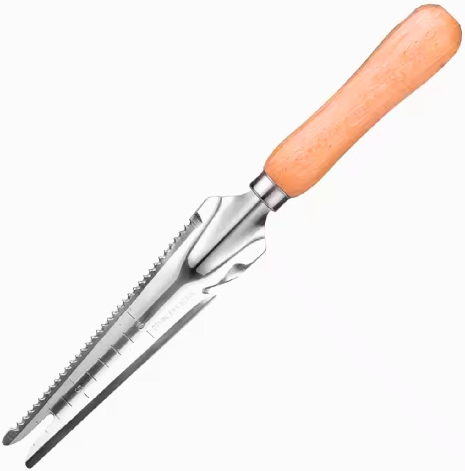 Multifunctional Stainless Steel Weed Puller with Wooden Handle