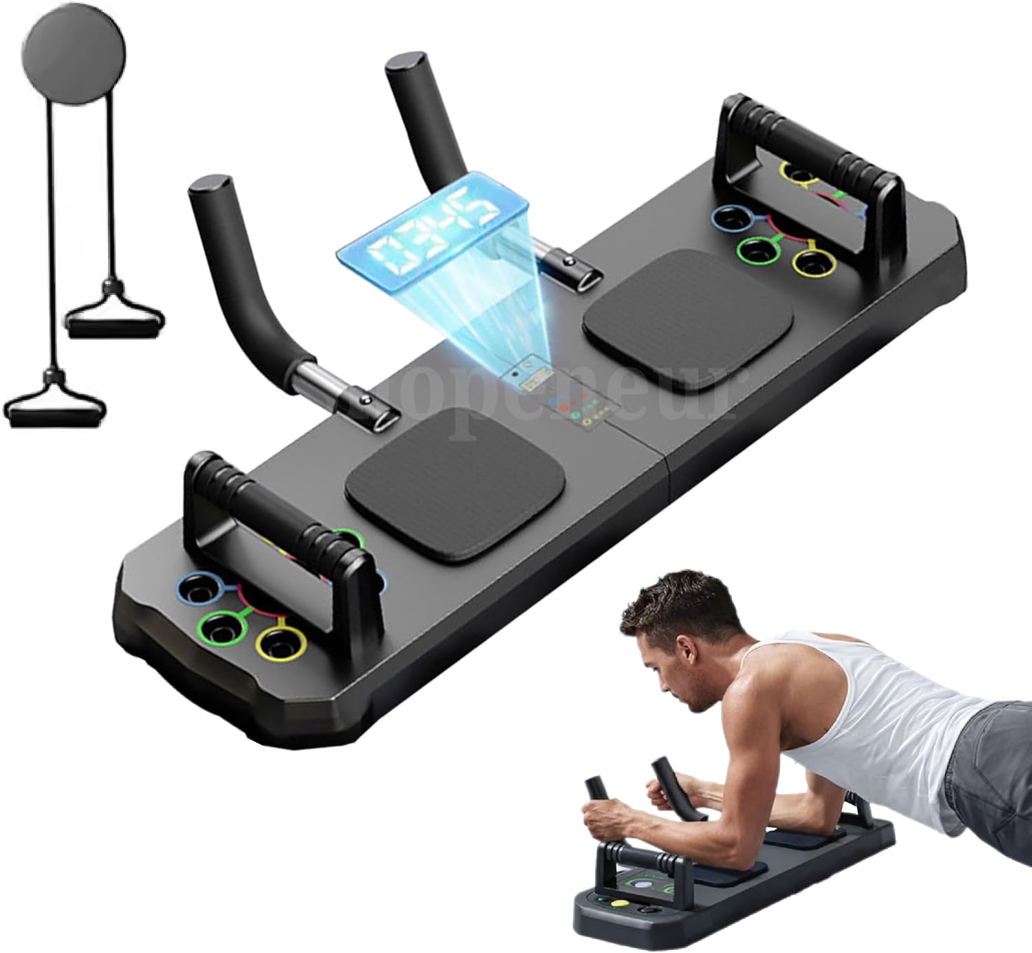 Foldable Push Up Board with Resistance Bands & Timer