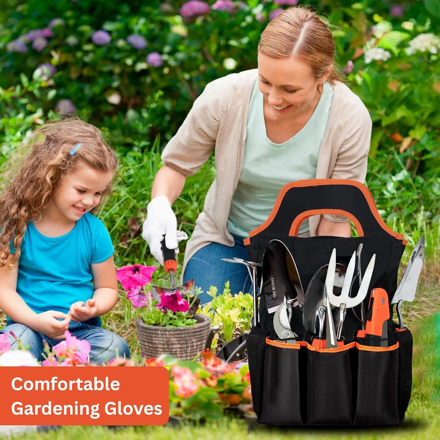 12-Piece Stainless Steel Garden Tools Set with Tote