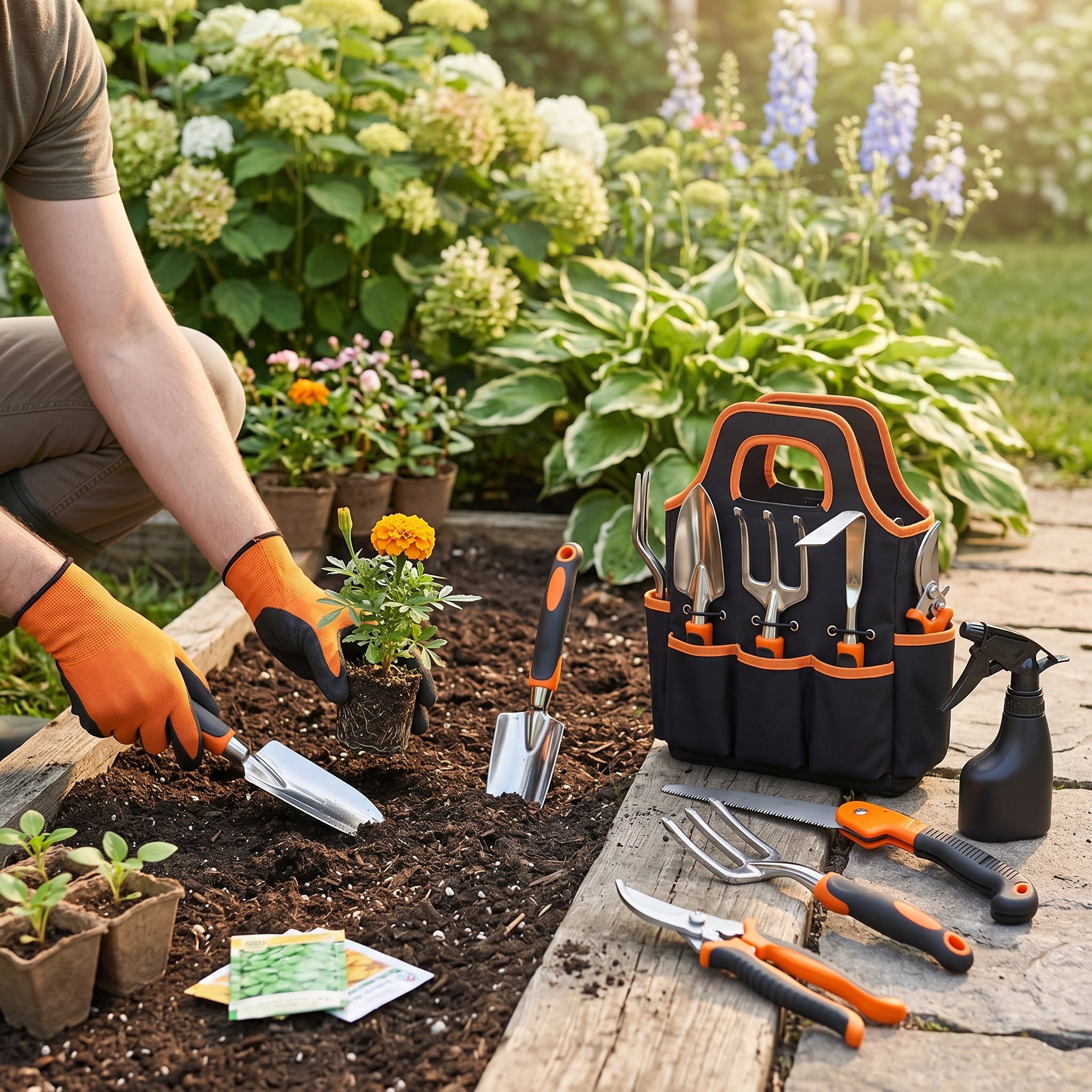 12-Piece Stainless Steel Garden Tools Set with Tote