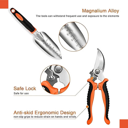 12-Piece Stainless Steel Garden Tools Set with Tote