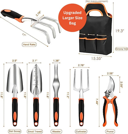 12-Piece Stainless Steel Garden Tools Set with Tote