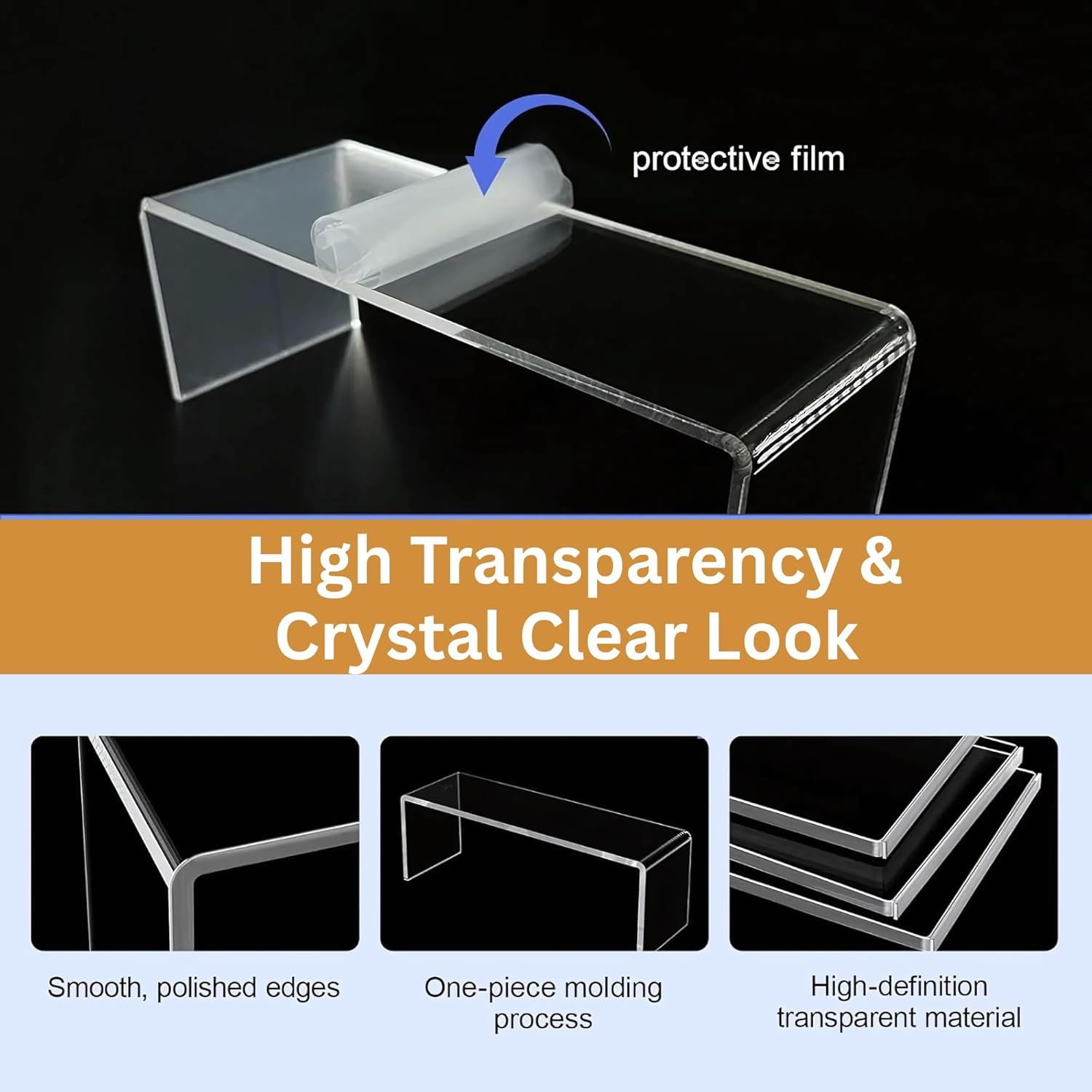 Clear Acrylic Display Risers, 5-Tiered Set of 10