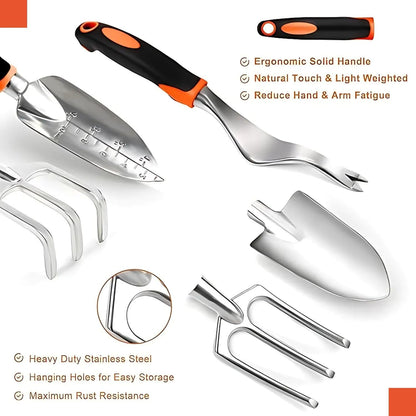12-Piece Stainless Steel Garden Tools Set with Tote