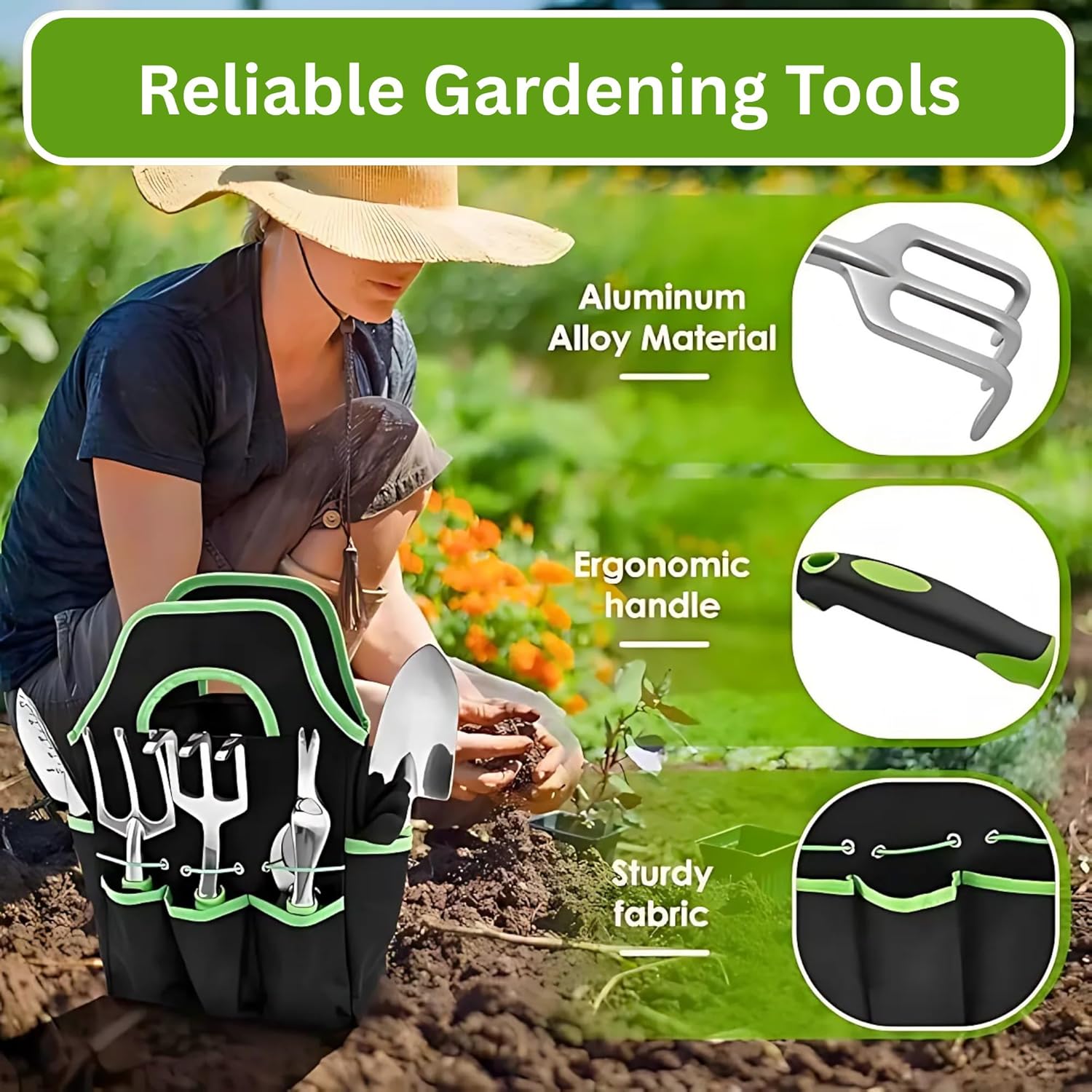 8-Piece Gardening Tool Set with Tote Bag