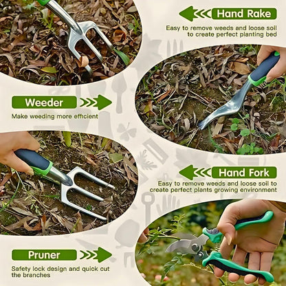 8-Piece Gardening Tool Set with Tote Bag