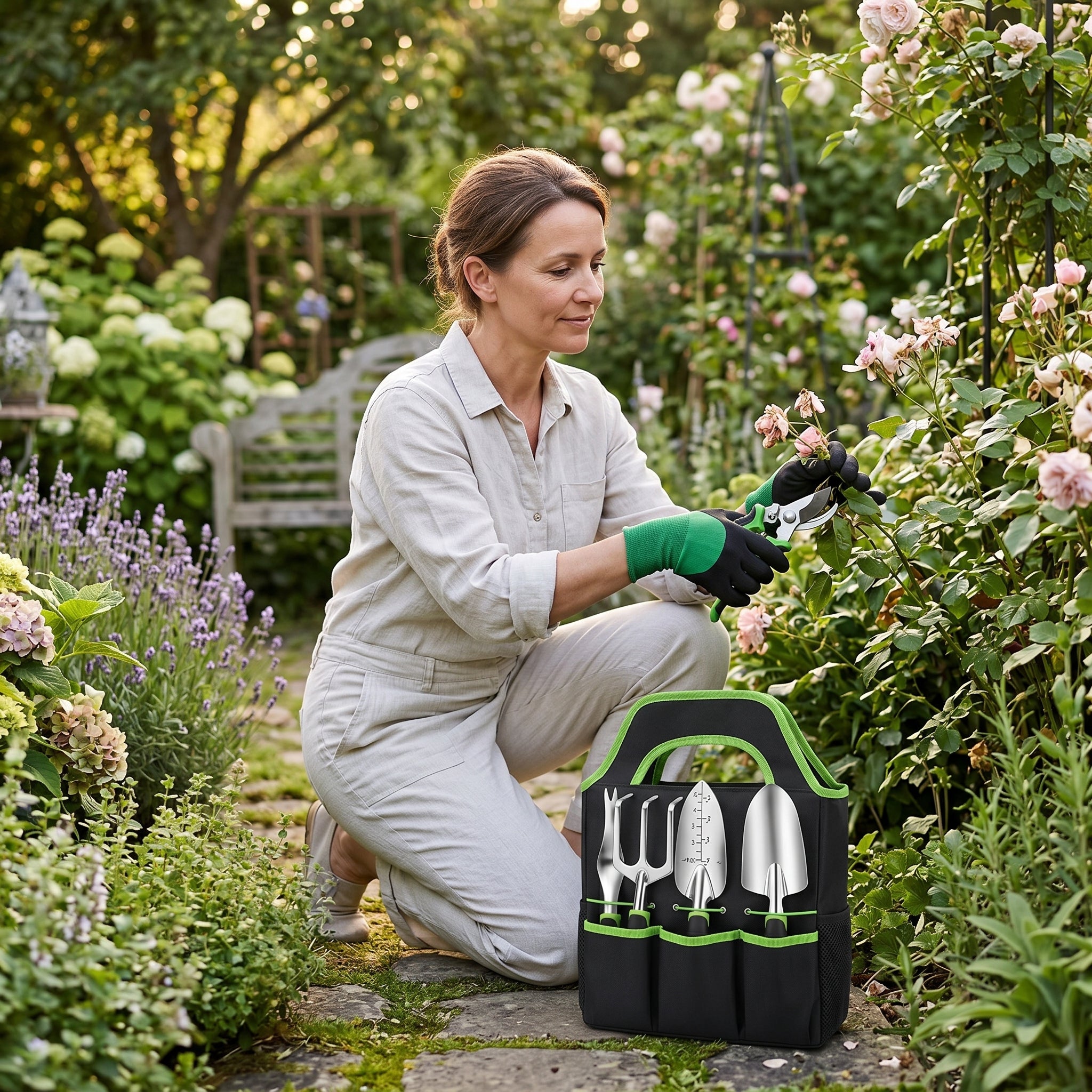 8-Piece Gardening Tool Set with Tote Bag