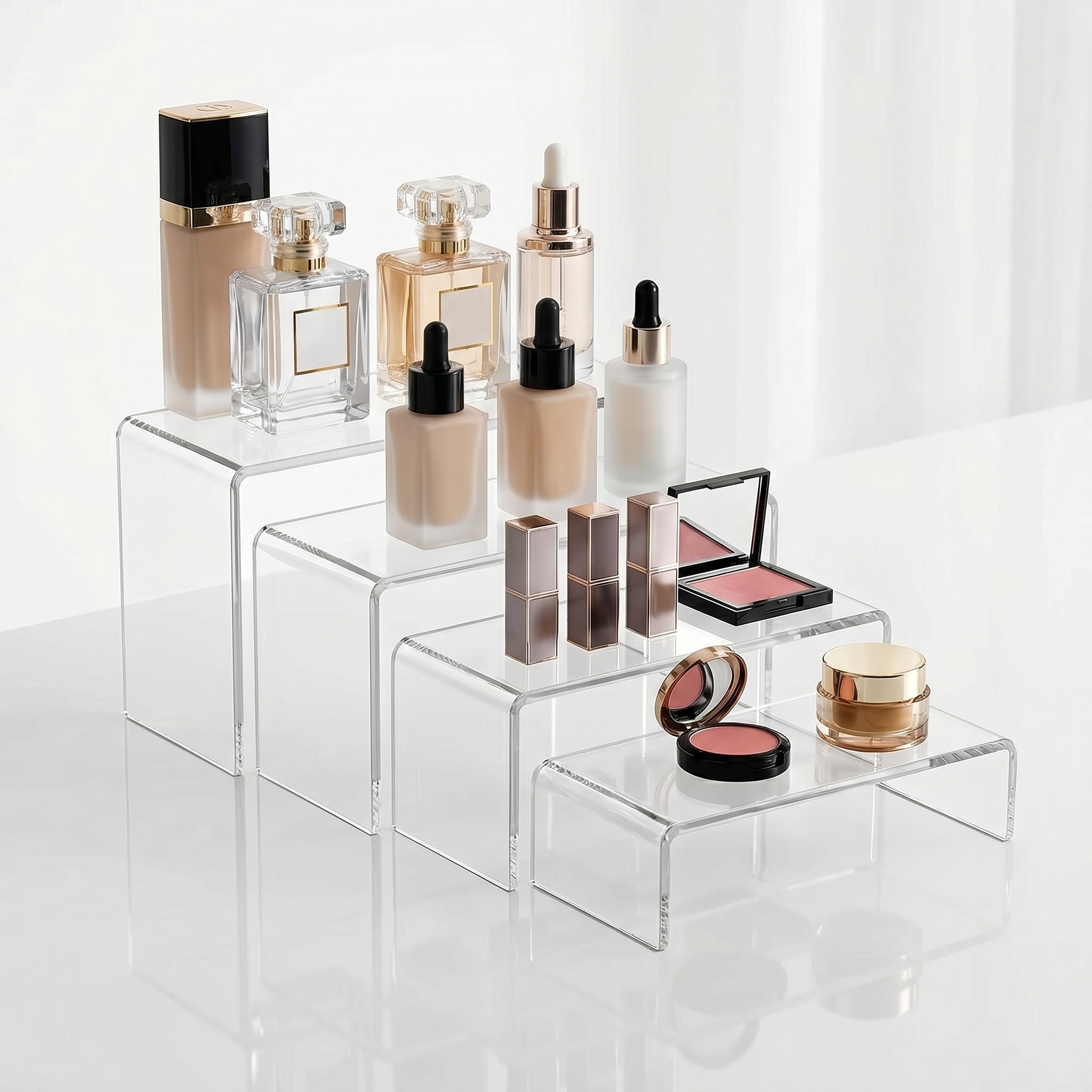 Clear Acrylic Display Risers, 5-Tiered Set of 10